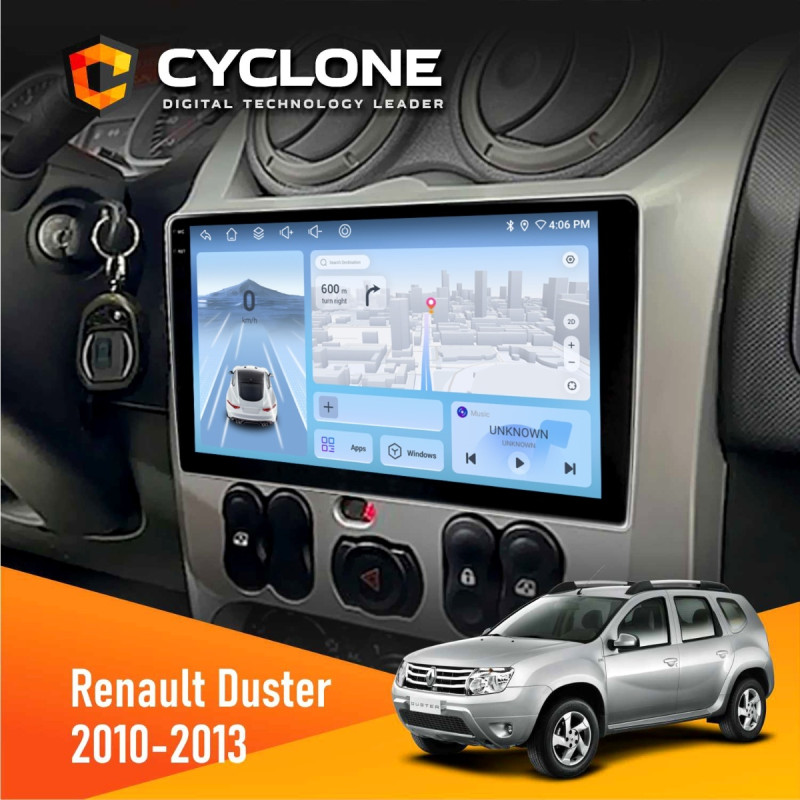 Штатна магнітола Renault Duster 2010-2013 Cyclone C9-012 4x64, DSP, 4G