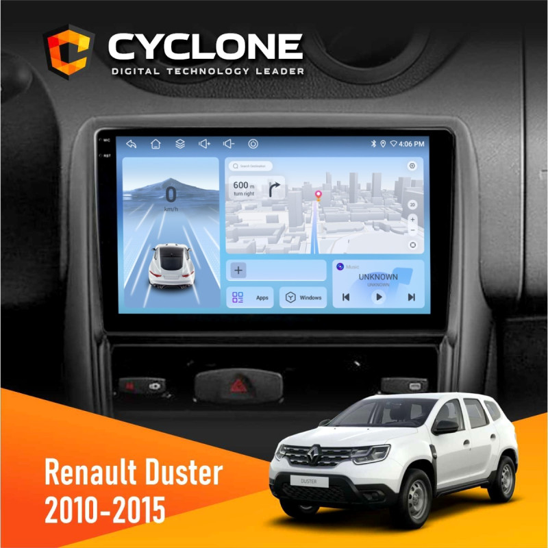 Штатна магнітола Renault Duster 2010-2015 Cyclone C9-012 4x64, DSP, 4G