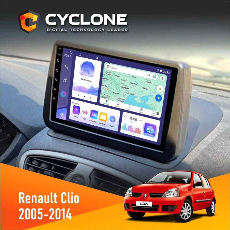 Штатна магнітола Renault Clio 2005-2014 Cyclone C9-011 4x64, DSP