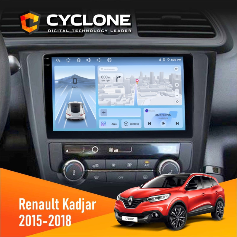 Штатна магнітола Renault Kadjar 2015-2018 Cyclone C9-012 4x64, DSP, 4G
