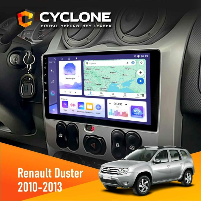 Штатна магнітола Renault Duster 2010-2013 Cyclone C9-011 4x64, DSP