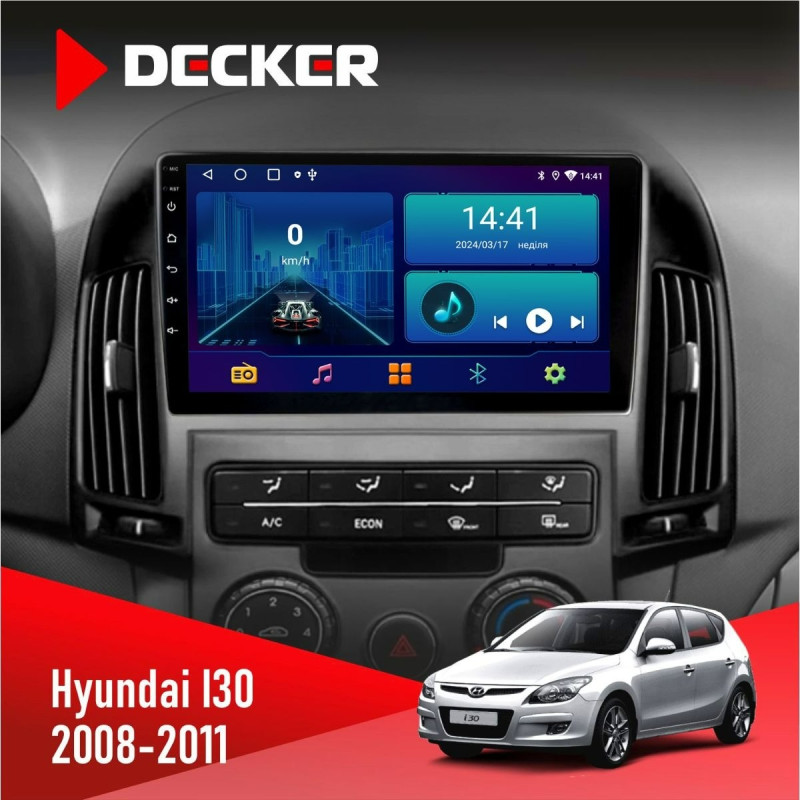 Штатна магнітола Hyundai i30 (FD) 2008-2011 Decker D9-006 4x64, 4G
