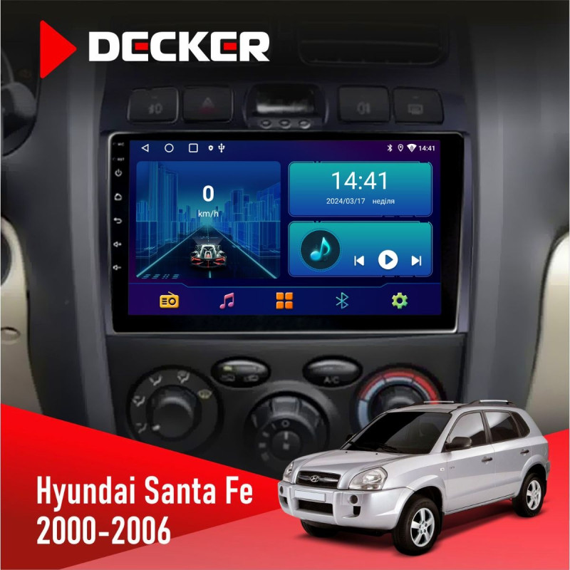 Штатна магнітола Hyundai Santa Fe 2000-2006 Decker D9-006 4x64, 4G