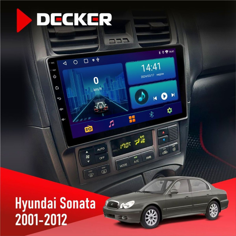 Штатна магнітола Hyundai Sonata (EF) 2001-2012 Decker D9-006 4x64, 4G