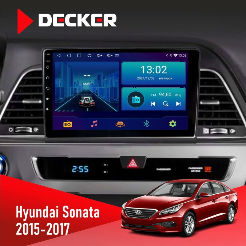 Штатна магнітола Hyundai Sonata 2015-2017 CAN Decker D9-006 4x64, 4G