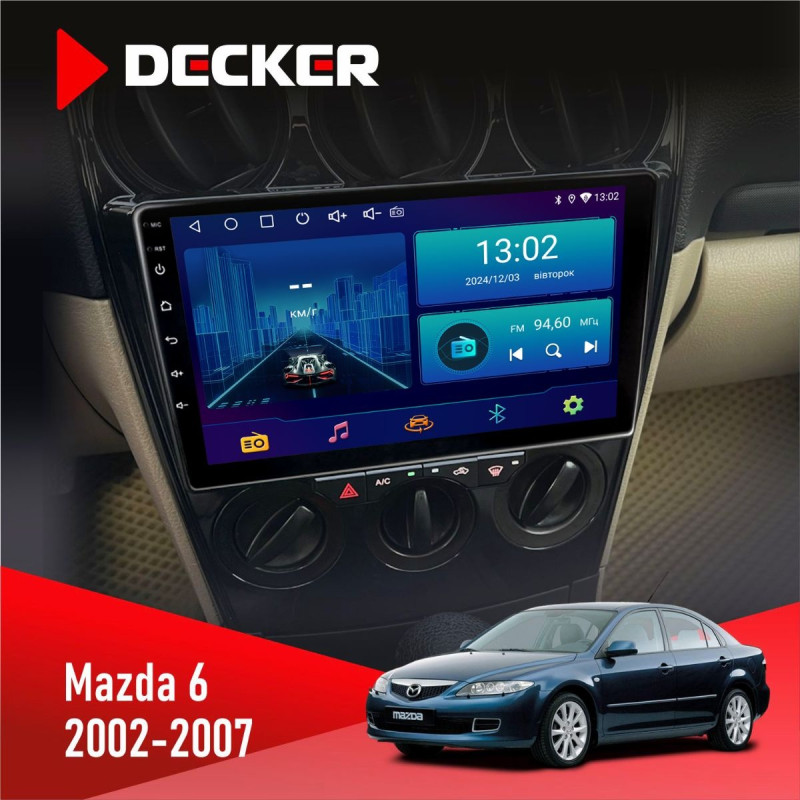 Штатна магнітола Mazda 6 2002-2007 Decker D9-006 4x64, 4G