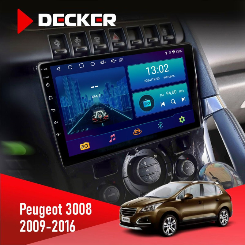 Штатна магнітола Peugeot (3008) 2009-2016 Climate Decker D9-006 4x64, 4G
