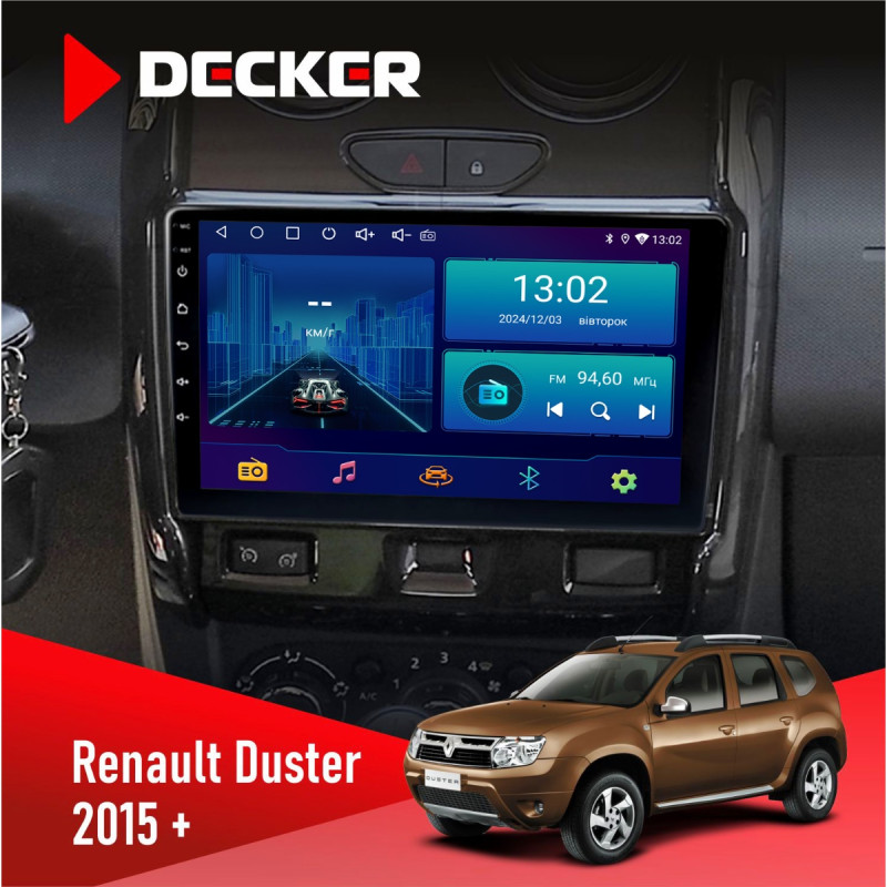 Штатна магнітола Renault Duster 2015-2022 Decker D9-006 4x64, 4G