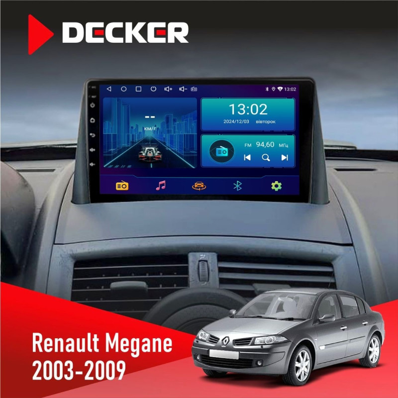 Штатна магнітола Renault Megane II 2003-2009 Decker D9-006 4x64, 4G
