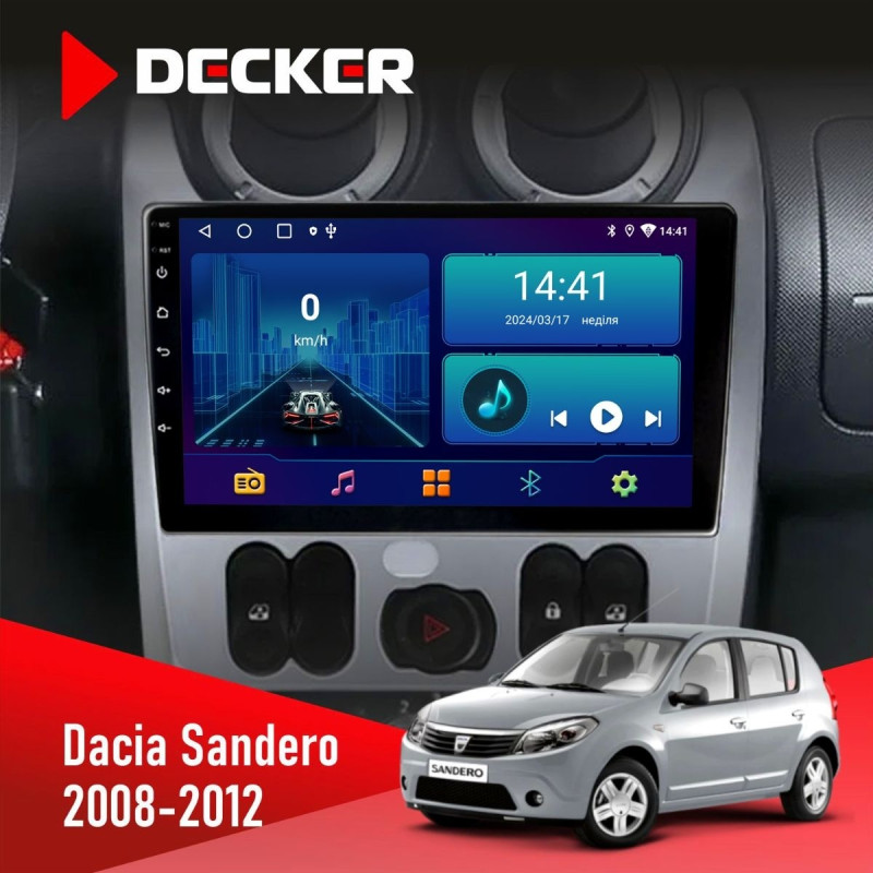 Штатна магнітола Renault Sandero 2007-2011 Decker D9-006 4x64, 4G
