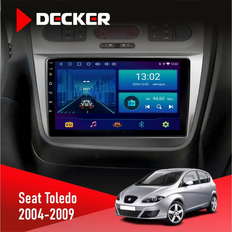 Штатна магнітола Seat Toledo 2004-2009 Decker D9-006 4x64, 4G