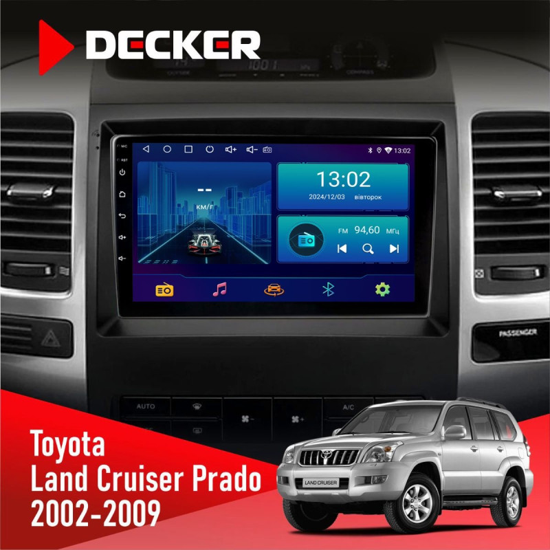 Штатна магнітола Toyota Land Cruiser Prado (120) 2002-2009 Decker D9-006 4x64, 4G