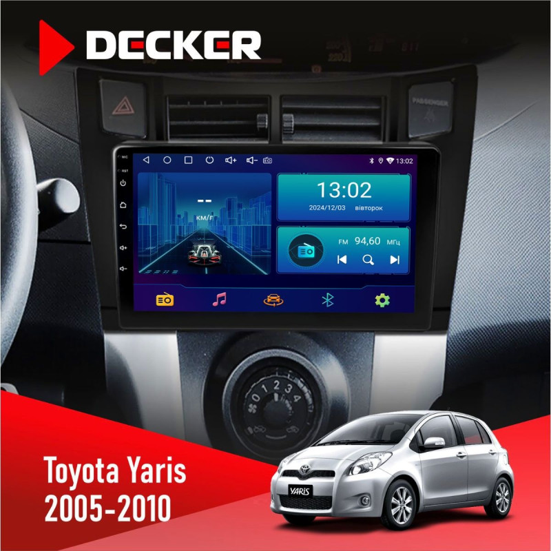 Штатна магнітола Toyota Yaris 2005-2010 Decker D9-006 4x64, 4G