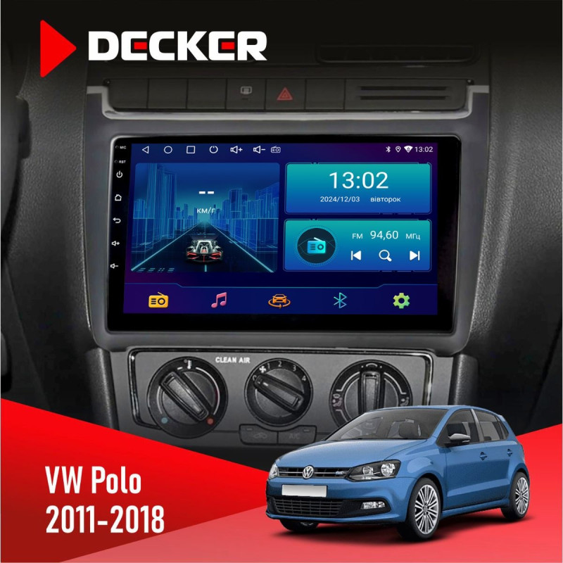 Штатна магнітола Volkswagen Polo 2011-2018 Decker D9-006 4x64, 4G