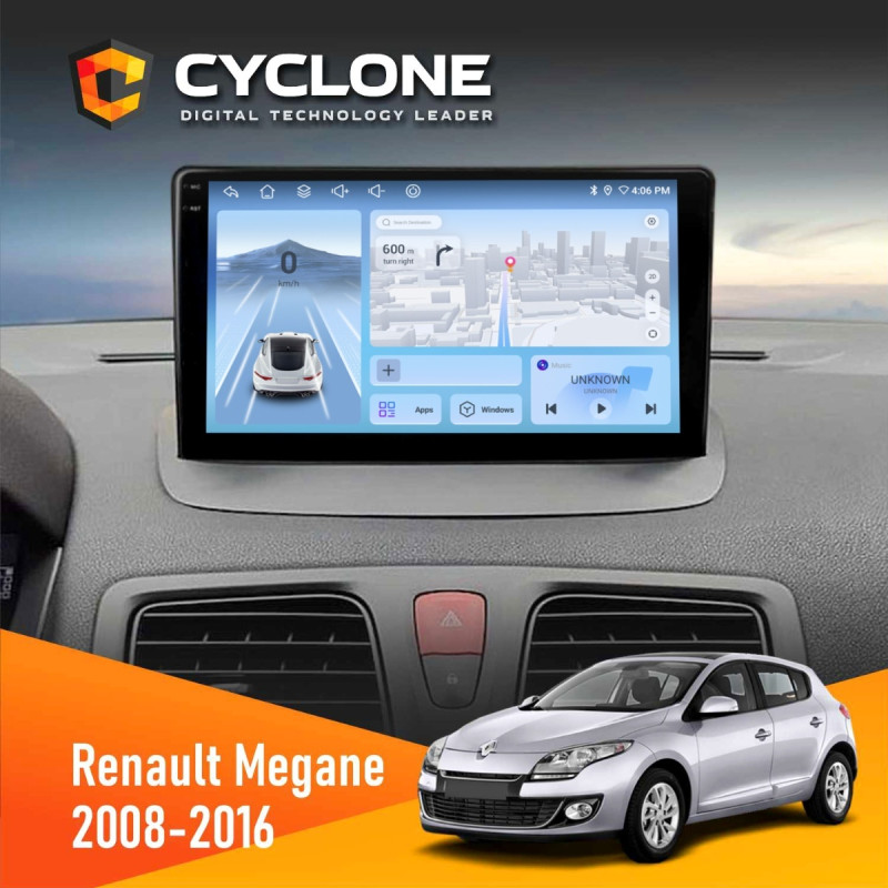Штатна магнітола Renault Megane III 2008-2016 Cyclone C9-012 4x64, DSP, 4G