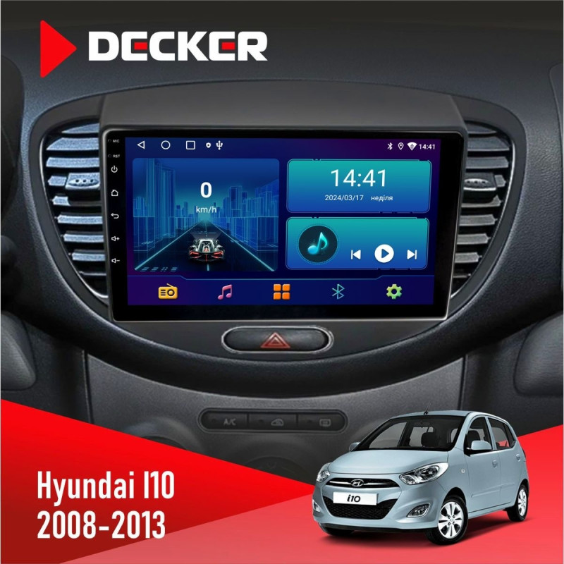 Штатна магнітола Hyundai i10 2008-2013 Decker D9-006 4x64, 4G