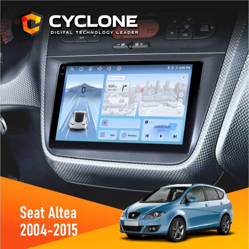 Штатна магнітола Seat Altea 2004-2015 Cyclone C9-012 4x64, DSP, 4G