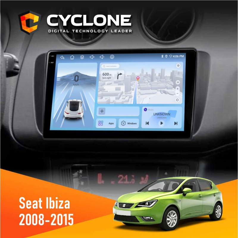 Штатна магнітола Seat Ibiza 2008-2015 Cyclone C9-012 4x64, DSP, 4G