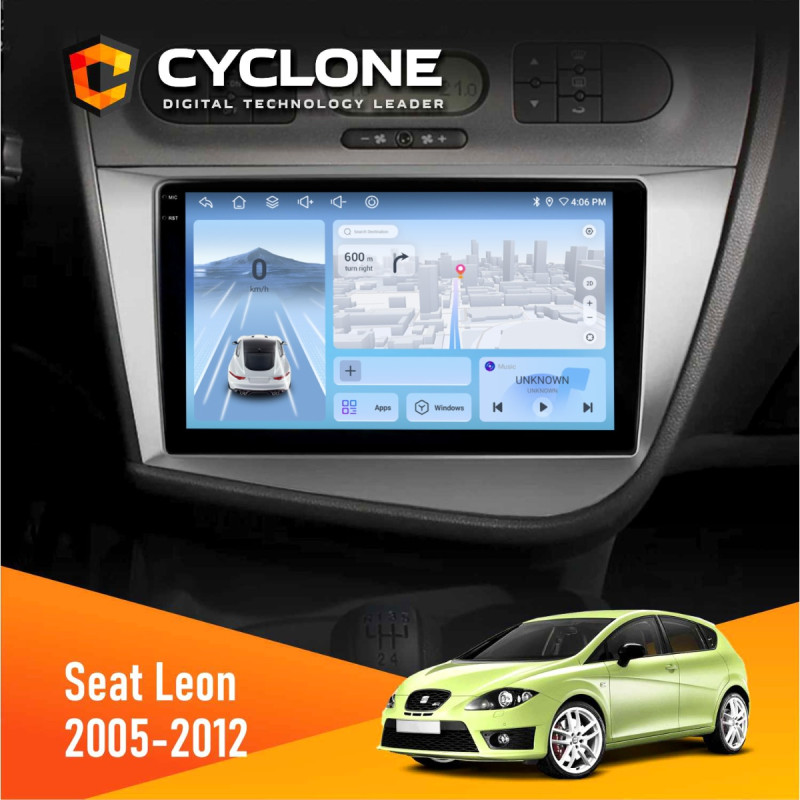Штатна магнітола Seat Leon 2005-2015 Cyclone C9-012 4x64, DSP, 4G