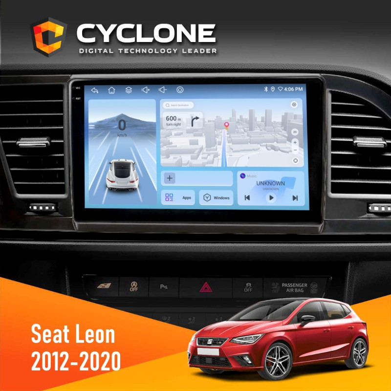 Штатна магнітола Seat Leon 2012-2020 Cyclone C9-012 4x64, DSP, 4G