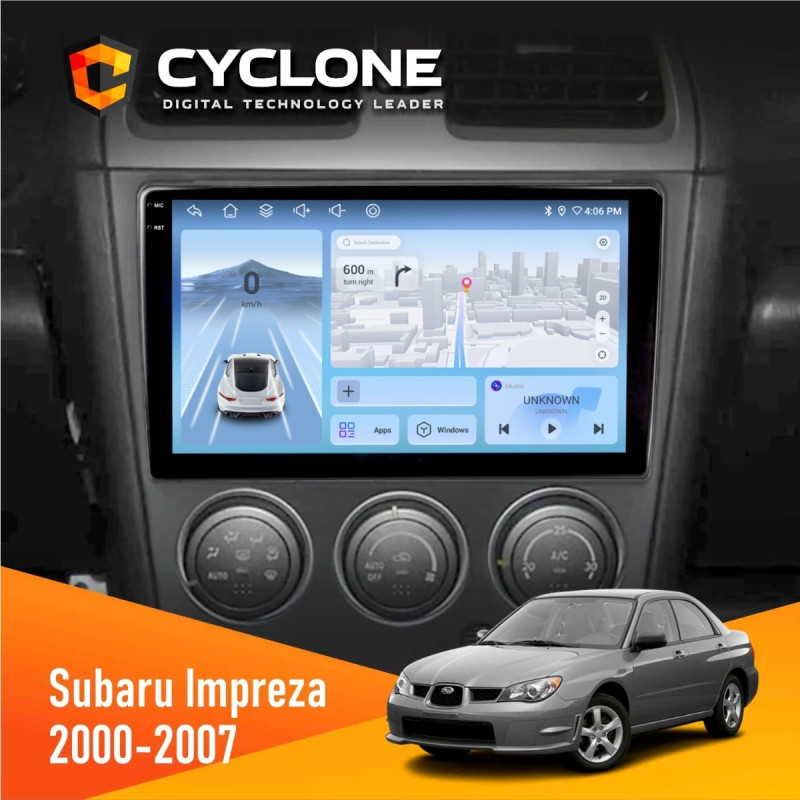 Штатна магнітола Subaru Impreza 2000-2007 Cyclone C9-012 4x64, DSP, 4G