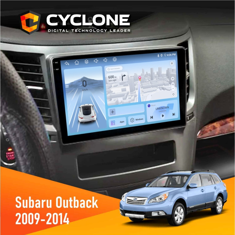 Штатна магнітола Subaru Outback 2009-2014 Cyclone C9-012 4x64, DSP, 4G