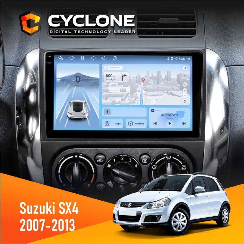 Штатна магнітола Suzuki SX4 2007-2013 Cyclone C9-012 4x64, DSP, 4G