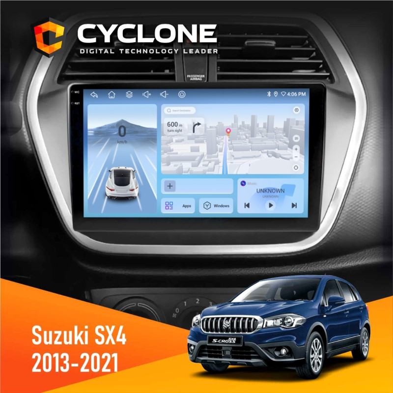 Штатна магнітола Suzuki SX4 2013-2021 Cyclone C9-012 4x64, DSP, 4G