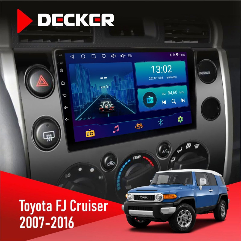 Штатна магнітола Toyota FJ Cruiser 2007-2016 Decker D9-006 4x64, 4G