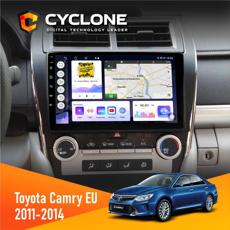 Штатна магнітола Toyota Camry 2011-2014 Cyclone C10-011 4x64, DSP