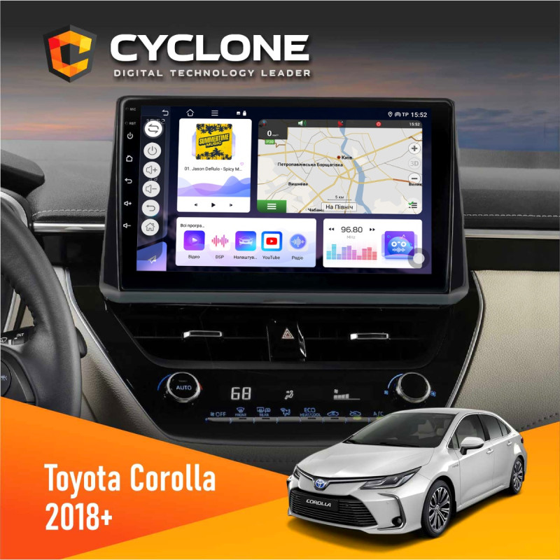 Штатна магнітола Toyota Corolla 2018+ Cyclone C10-011 4x64, DSP