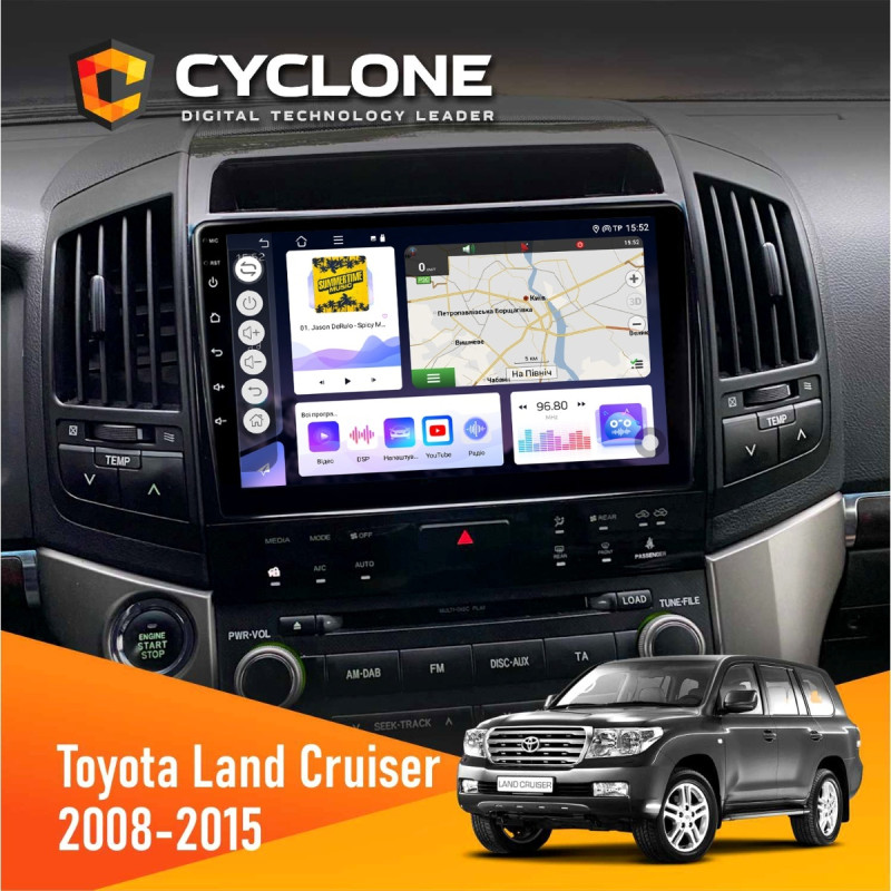 Штатна магнітола Toyota Land Cruiser (200) 2008-2015 Cyclone C10-011 4x64, DSP