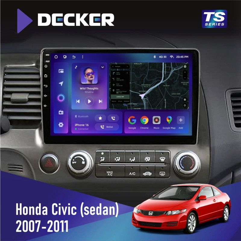 Штатна магнітола Honda Civic 2007-2011 (Sedan) Cyclone C10-013 4x64 DSP 4G