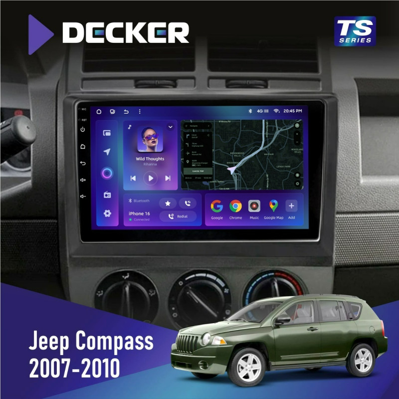 Штатна магнітола Jeep Compass 2007-2010 Cyclone C10-013 4x64 DSP 4G