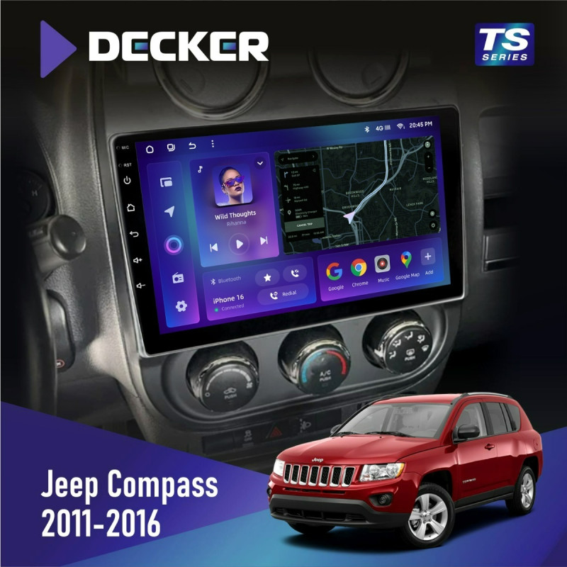 Штатна магнітола Jeep Compass, Patriot 2011-2016 Cyclone C10-013 4x64 DSP 4G