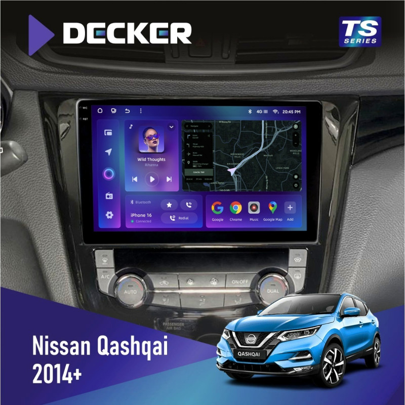 Штатна магнітола Nissan Qashqai, X-Trail 2014  Climate Decker D10-008 8x128 DSP 4G