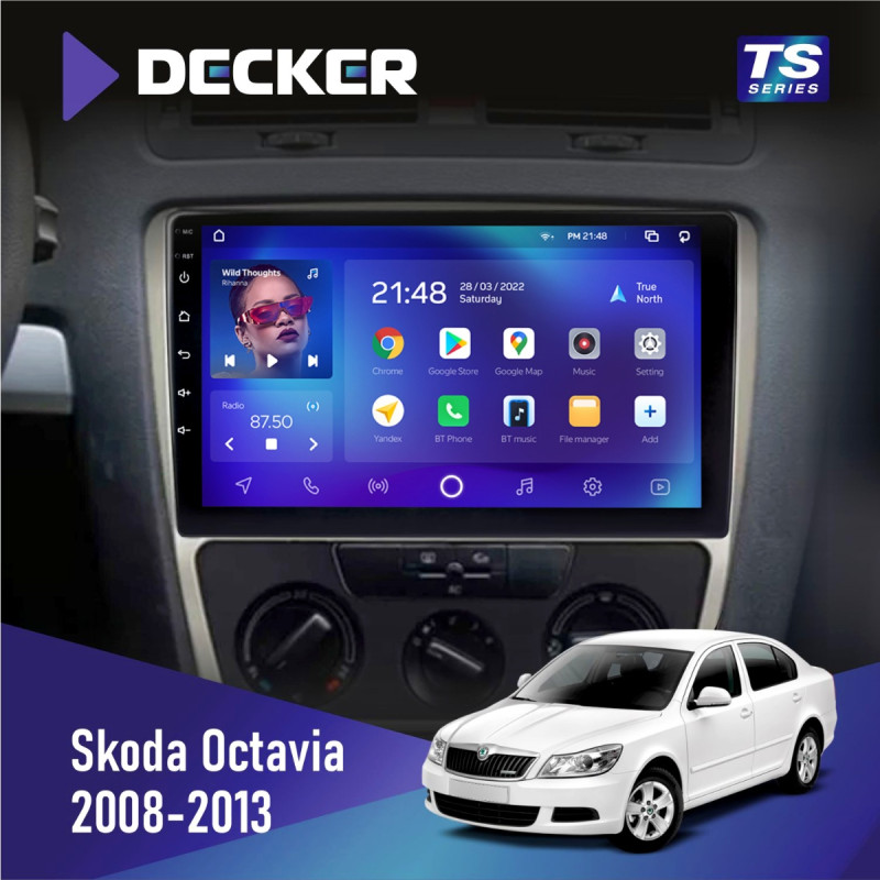 Штатна магнітола Skoda Octavia A5 2008-2013 Silver Cyclone C10-013 4x64 DSP 4G