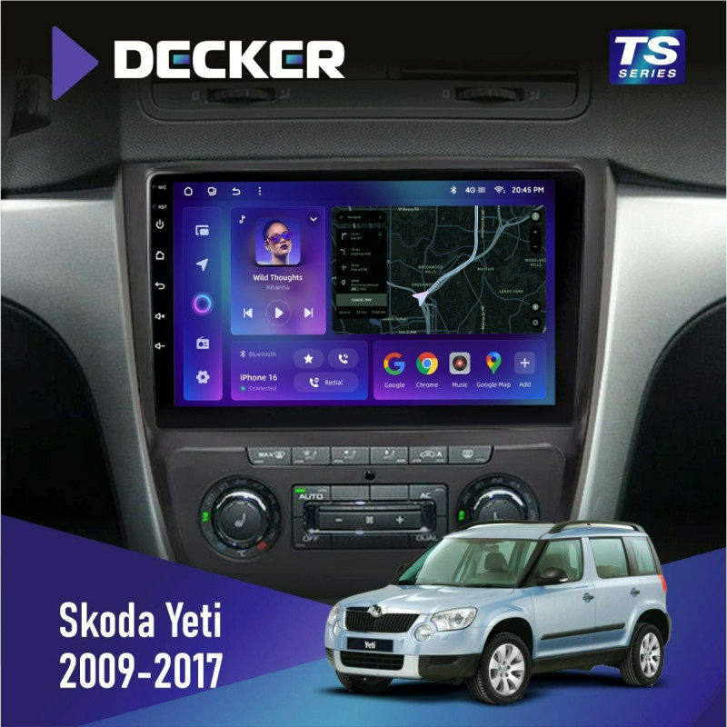 Штатна магнітола Skoda Yeti 2009-2017 Cyclone C10-013 4x64 DSP 4G