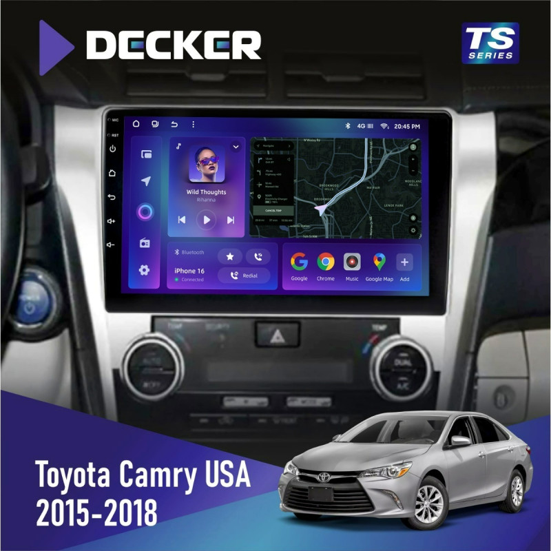 Штатна магнітола Toyota Camry 2015-2018 USA Cyclone C10-013 4x64 DSP 4G