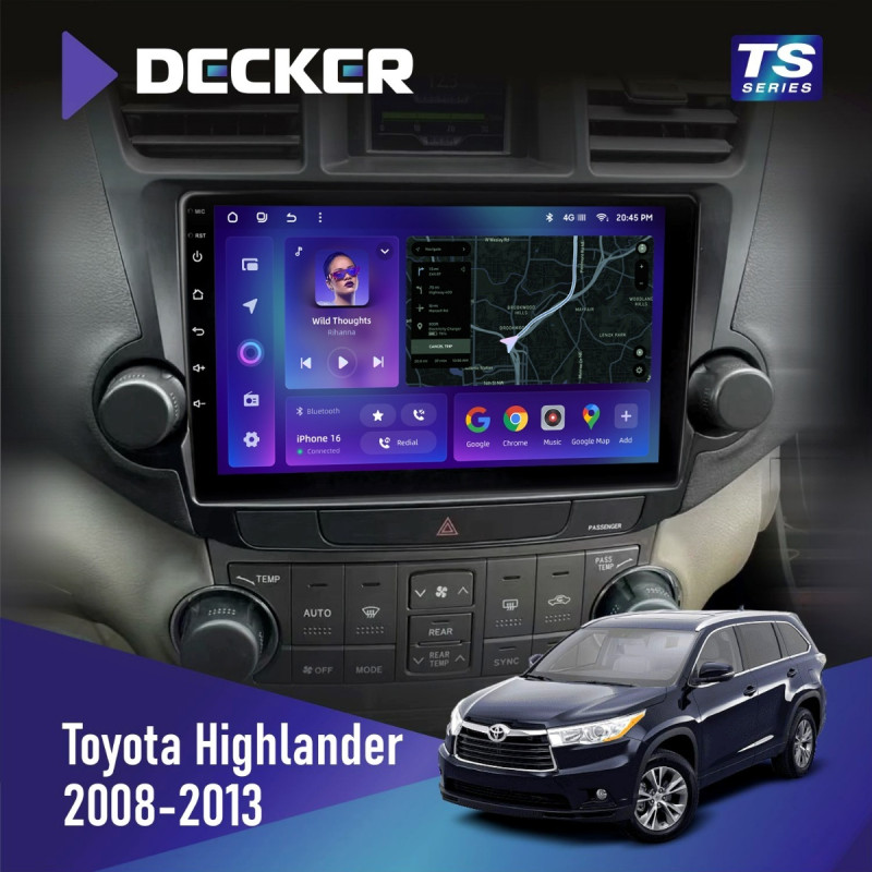 Штатна магнітола Toyota Highlander 2008-2013 Cyclone C10-013 4x64 DSP 4G