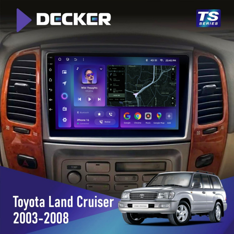 Штатна магнітола Toyota Land Cruiser (100) 2003-2008 Cyclone C10-013 4x64 DSP 4G