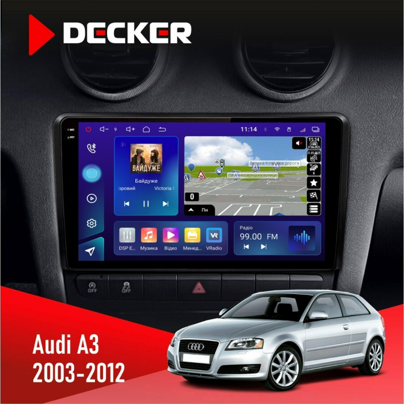Штатна магнітола Audi A3 2003-2012 Decker D9-009 4x64, DSP, 4G, 2k
