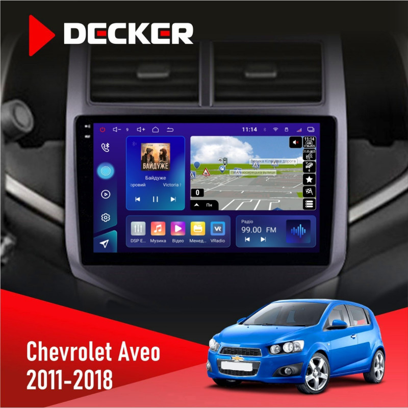 Штатна магнітола Chevrolet Aveo 2011-2018 Decker D9-009 4x64, DSP, 4G, 2k