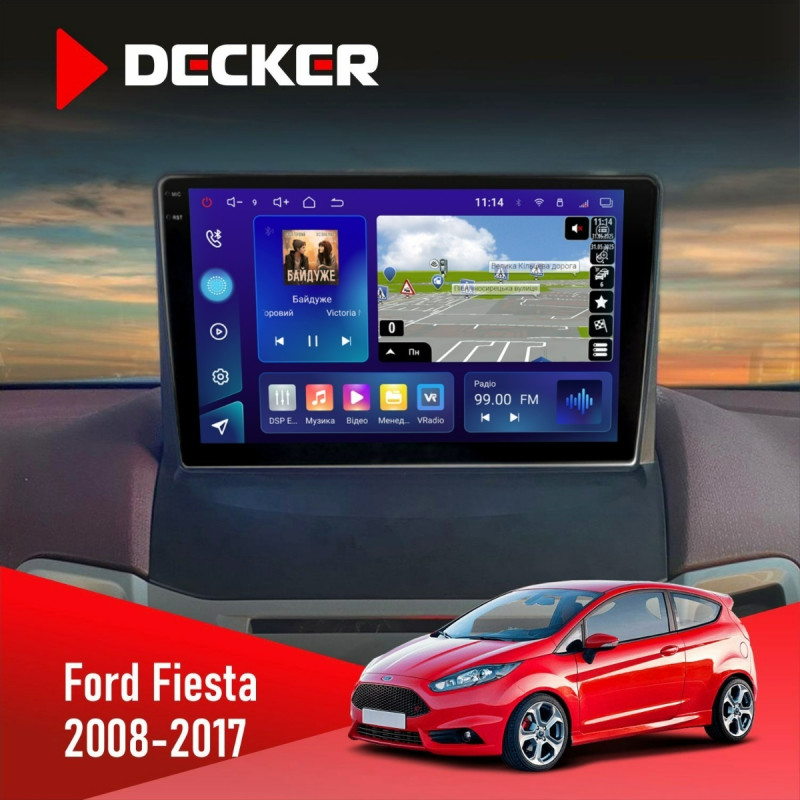 Штатна магнітола Ford Fiesta 2008-2017 Decker D9-009 4x64, DSP, 4G, 2k