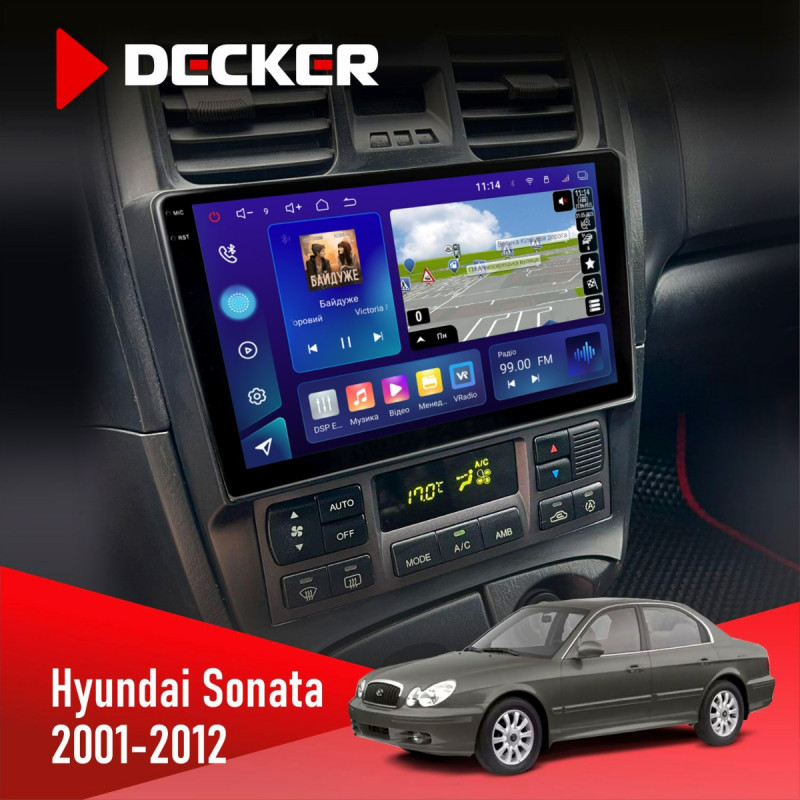 Штатна магнітола Hyundai Sonata (EF) 2001-2012 Decker D9-009 4x64, DSP, 4G, 2k