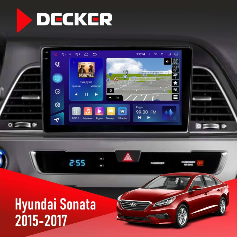 Штатна магнітола Hyundai Sonata 2015-2017 CAN Decker D9-009 4x64, DSP, 4G, 2k