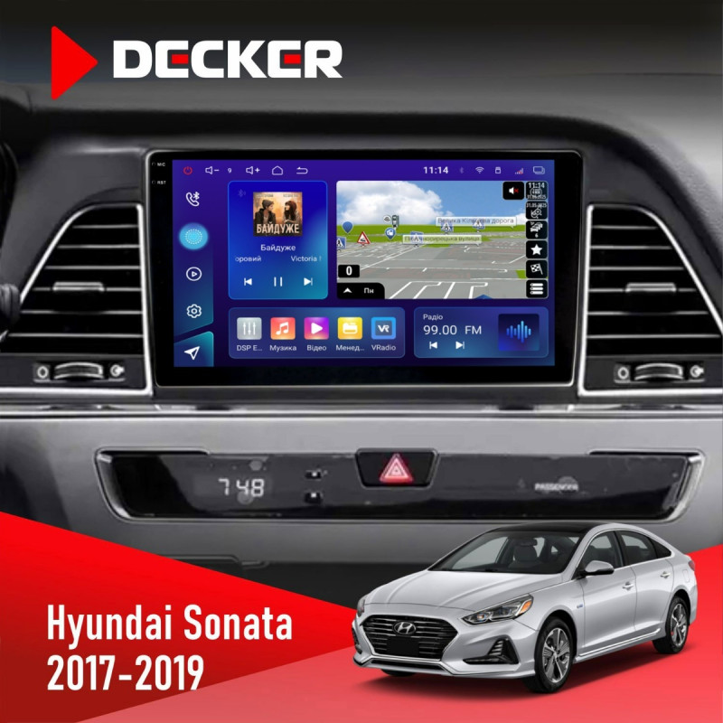 Штатна магнітола Hyundai Sonata 2017-2019 CAN Decker D9-009 4x64, DSP, 4G, 2k