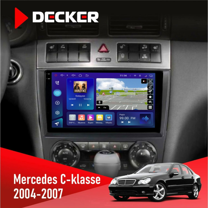 Штатна магнітола Mercedes-Benz C-Class (W203) 2004-2007 Decker D9-009 4x64, DSP, 4G, 2k