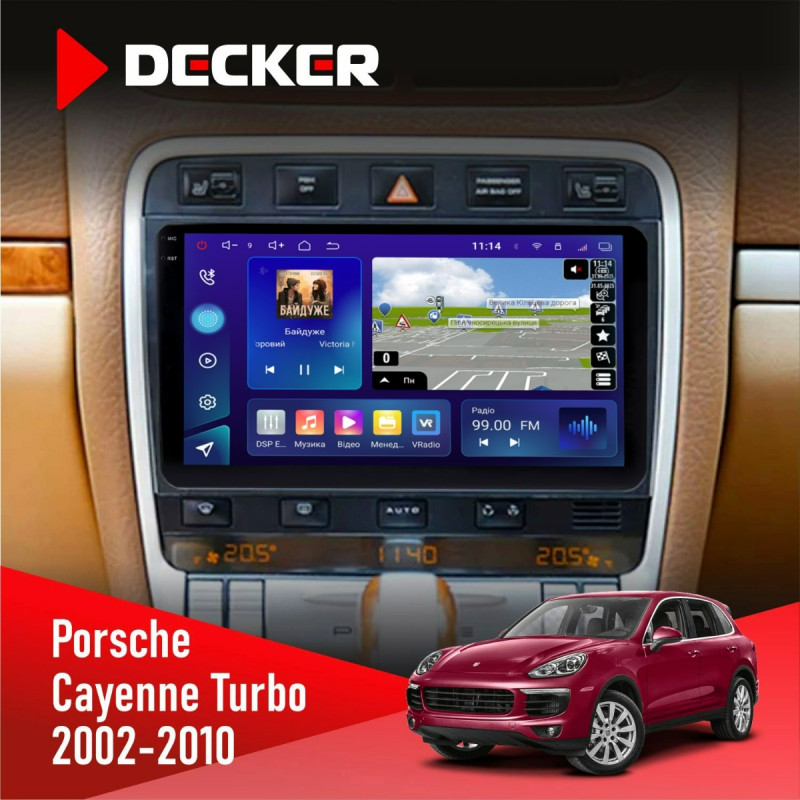 Штатна магнітола Porsche Cayenne Turbo 2002-2010 Decker D9-009 4x64, DSP, 4G, 2k