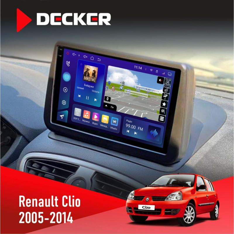 Штатна магнітола Renault Clio 2005-2014 Decker D9-009 4x64, DSP, 4G, 2k